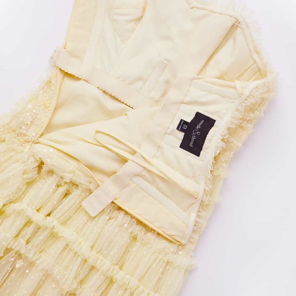 Needle & Thread VIOLET SHIMMER STRAPLESS GOWN and CAPE! US 6, Yellow, worn once - Picture 9 of 14